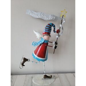 Sunset Vista designs large peace love joy metal Angel ice skater girl figure xma